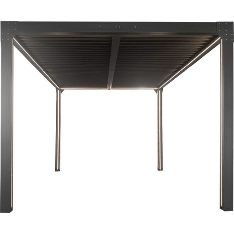 Pérgola Bioclimática Gardiun Somerset 300x400x248 cm - 12m² Cenador Aluminio Antracita Iluminación LED y Lamas Ajustables (1/5)