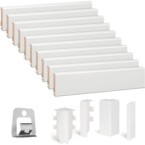 KGM Sockelleisten-Set weiß Fichte 16 x 58 x 2400 mm - 10 Stück (1/5)
