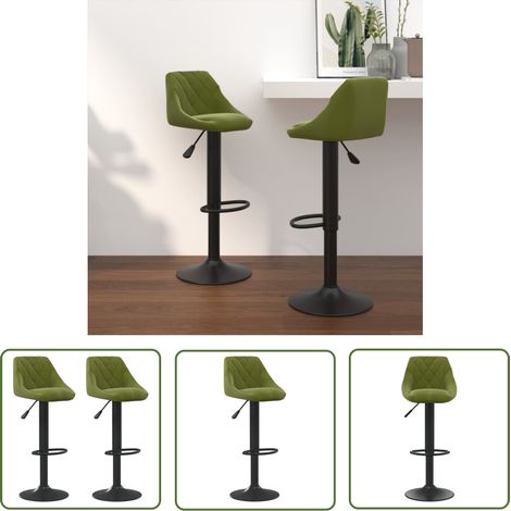 The Living Store Tabourets de bar lot de 2 vert clair velours - Tabouret De Bar - Chaise De Comptoir - Fauteuil De Bar - Meuble Bar - Design Moderne (1/5)