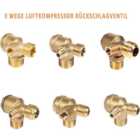 1 - Clapet Anti-retour - Compresseur D'air - 3 Voies Femelle - Cuivre Plaqué Nickel - Pour Réservoir Et Pompe - Doré - 1,27x0,95x0,3cm (1/5)