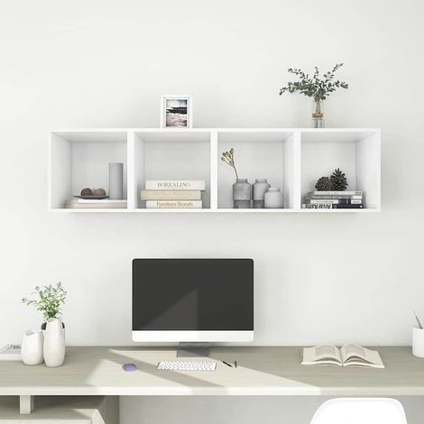 vidaXL Armario de pared 4 uds madera contrachapada blanco 37x37x37 cm (1/5)