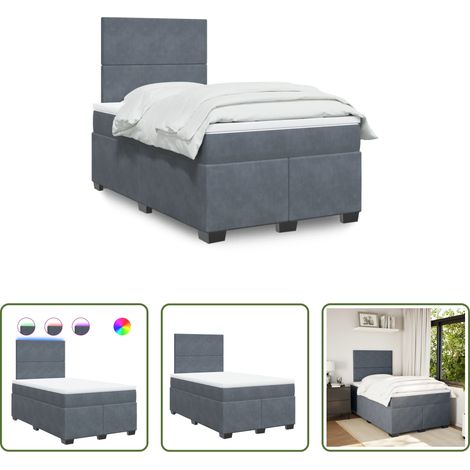 Samtmatratze -  Boxspringbett mit Matratze Dunkelgrau 120x190 cm Samt (1/5)