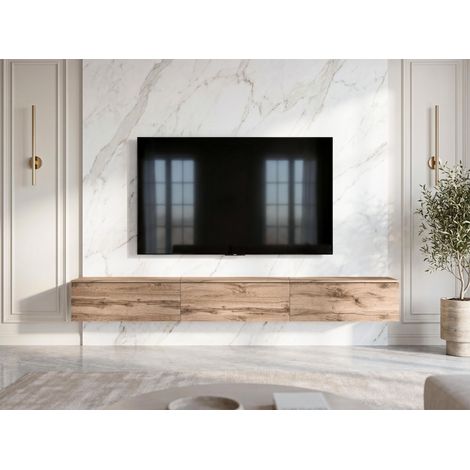 AX LIVING Barvo 3x100 cm TV Kommode Lowboard Braun Eiche Wotan Hängend