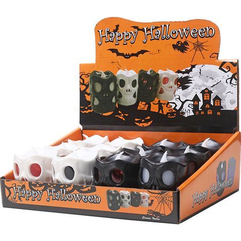Juego de decoración de bar de Halloween de 12 piezas, lámpara creativa de cabeza de fantasma de doble cara, vela de calavera de terror, lámpara de calabaza LED (1/4)