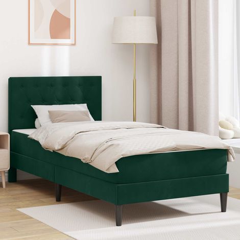 Bettgestell mit Matratze Dunkelgrün 90 x 190 cm Samt