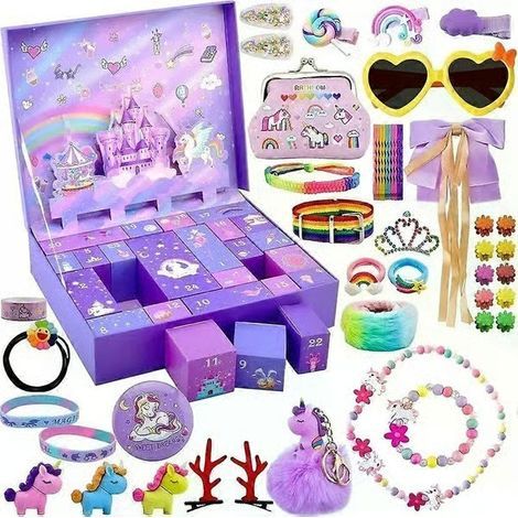 Boîte de calendrier de l'Avent pour fille, cadeau DIY, bijoux, barrettes, jouet, calendrier de décompte de 24 jours 2026, cadeaux du Nouvel An et de Noël selon l'image as showQC-065 (1/5)