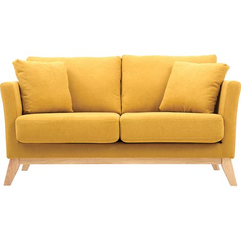 Divano scandinavo 2 posti sfoderabile effetto velluto giallo senape OSLO (1/5)