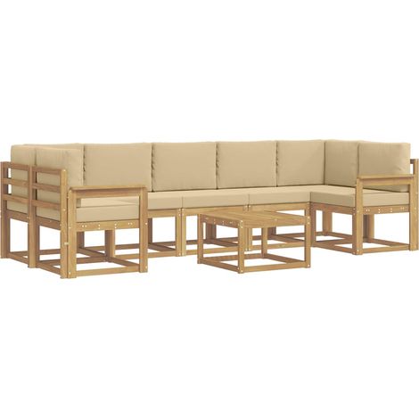 Outdoor-Sofagarnitur 6 stk. 7-Sitzer Weiß und Beige vidaXL (1/5)