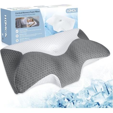 Oreiller Ergonomique Cervical, Oreiller Memoire Forme avec Taie d’Oreiller Fraîche et Respirante, Oreiller Orthopédique pour Les Dormeurs sur Le Côté, Le Dos et Le Ventre 60 35 8/12cm (1/5)