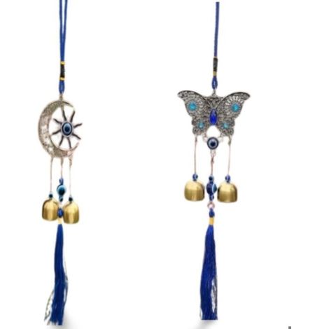 Carillons éoliens rotatifs bleus turcs vintage pour l'extérieur - Superbes cloches à vent et carillons de pluie pour jardin,terras,t