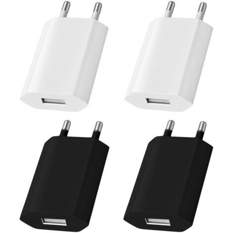 Lot de 4 chargeurs USB, prise USB 5 V 1 A, tête prise 5 V 1 A, adaptateur mural universel pour charge rapide, charge de la tête d'alimentation mobile compatible avec Samsung, iPhone, tablettes (1/4)
