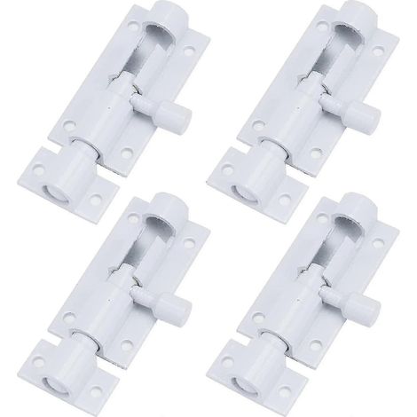 Verrou coulissant en alliage d'aluminium blanc 2 pouces, lot de 4, avec vis de sécurité