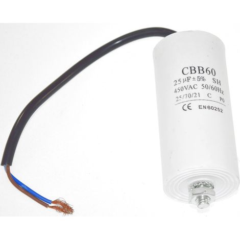 Universal 25UF Capacitor with 21.5cm Cable Connectors