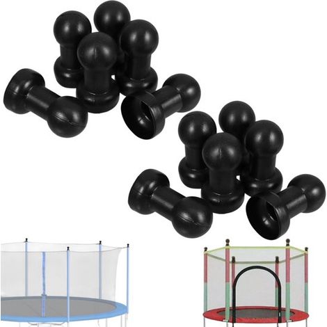 Capuchons de protection pour trampoline lot de 12 - caches pour poteaux de filet, noir, 8,5 x 5 cm (1/5)
