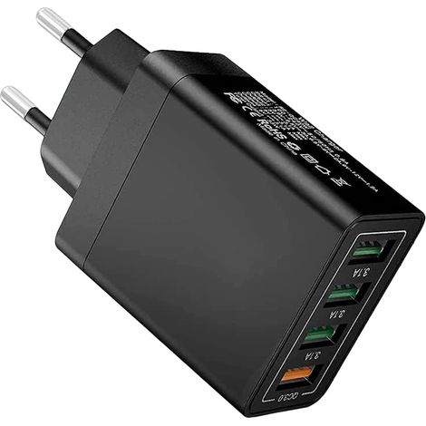 Chargeur rapide 4 ports USB Quick Charge 3.0 3,1 A Noir