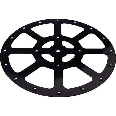 – Plateau pivotant 360° sur roulement à billes – Capacité 100kg – Plastique Delrin noir – Diamètre 292mm – Pour meubles et rangements (1/2)