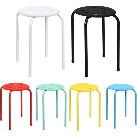 COSTWAY Stapelhocker 6er Set, stapelbare Metallhocker, Esszimmerhocker, Hocker für Zuhause, Büro, Klassenzimmer, 44,5 cm Sitzhöhe (Bunt) (1/5)