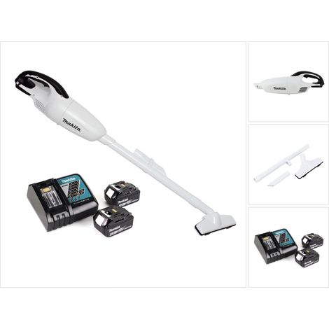 Makita DCL 180 RG W Akku Staubsauger 18 V Weiß + 2x Akku 6,0 Ah + Ladegerät