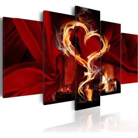Quadro - Flames of love: heart - 100x50 (1/4)