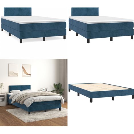 Boxspringbett mit Matratze Dunkelblau 120x190 cm Samt - Samtbett - Boxspringbett - Doppelbett - Schlafsofa - Bettauflage - Home & Living (1/5)