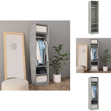 Garde-robe Gris béton 50x50x200 cm Bois d'ingénierie - Armoire - Meuble Rangement - Armoire Vestiaire - Dressing Compact - Mobilier Chambre (1/5)