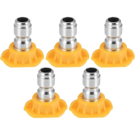 X AUTOHAUX Kit de 5 raccords buse pulvérisation pour nettoyeur haute pression, angle 15°, jaune