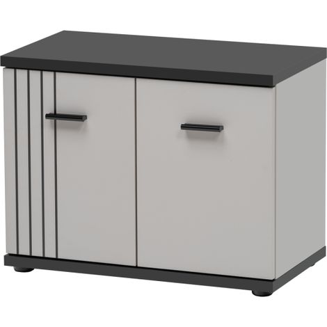 Meuble à chaussures Hugo - Bois MDF cachemire et noir - 60 x 46 x 32 cm - Livraison gratuite (1/4)