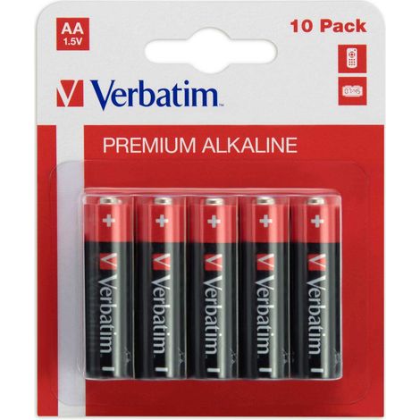 1x10 Verbatim Alkaline Batterie Mignon AA LR 06            49875 (1/2)