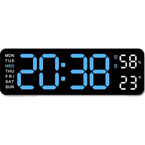 Wanduhr, Digitale Anzeige, Duale Alarmfunktion, WBL, 22.8x7.5x3.5cm-e (1/2)