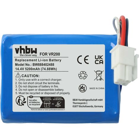 vhbw batteria compatibile con Vorwerk folletto VR200 home cleaner (5200mAh, 14,4V, Li-Ion)