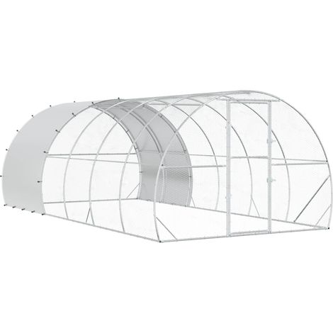 Hühnerunterkunft Silber 600 x 300 x 200 cm Verzinkter Stahl vidaXL (1/5)