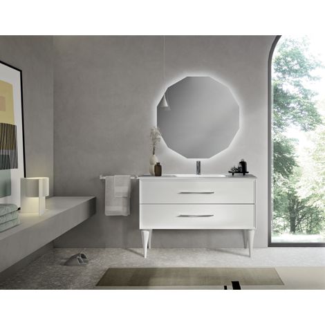 Mobile bagno moderno 100 cm - Bianco Opaco - 2 cassetti - Lavabo - CLASSIC (1/5)