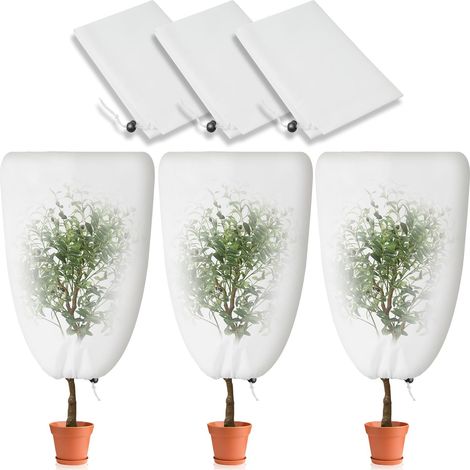 Lot de 3 Voile Hivernage Plante Exterieur 80 cm x 120 cm Voile Hivernage Plante Exterieur avec Cordon de Serrage Peut être Froid, Résistant aux Intempéries, Chaud, Réutilisable (1/5)