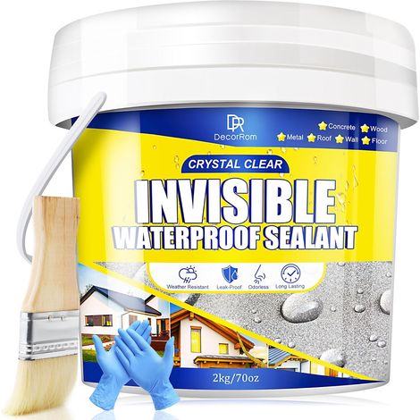 Liquide Étanchéité Transparent 2,000g - Membrane Polyuréthane Imperméable pour Toiture, Mur, Salle de Bain - Résistance UV, Étanchéité Durable - Imperméable Transparente (1/5)