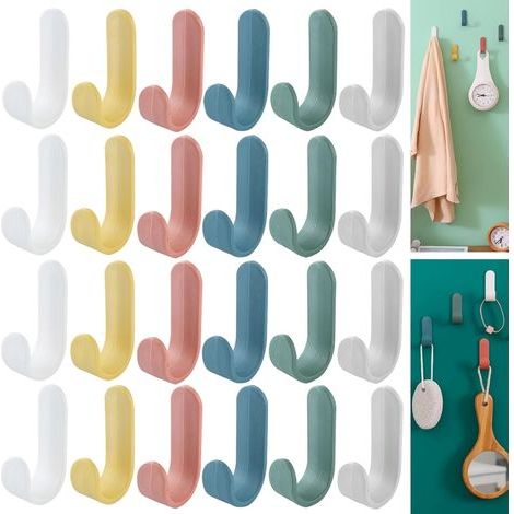 CCYKXA 24 Pack Self Adhesive Hooks - Towel Hooks - Adhesive Wall Hooks - Used for Adhesive Hooks for Kitchen, Bathroom, Office (1/5)