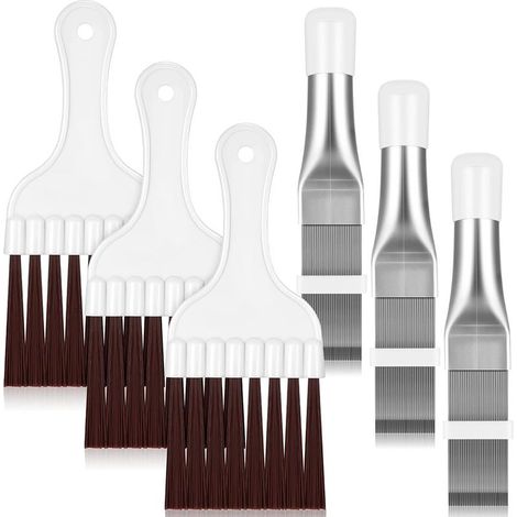 Peigne à ailettes de condenseur de climatiseur, brosse de nettoyage d'ailettes Nettoyeur d'ailettes de climatiseur Fouet de nettoyage de bobine de réfrigérateur Brosse à ailettes métalliques Outil de (1/5)