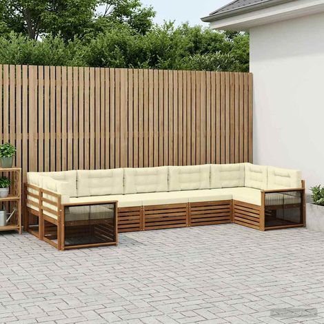 vidaXL Outdoor-Sofagarnitur mit Kissen 7 pcs Natur und Creme (1/5)
