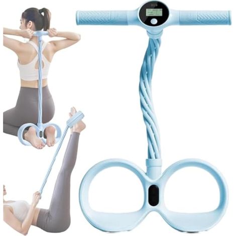 Extracteur de pédale intelligent, 6 bandes de résistance à tubes avec compteur numérique et poignées, corde de traction multifonction pour les pieds pour étirement complet du corps, yoga et fitness à (1/5)