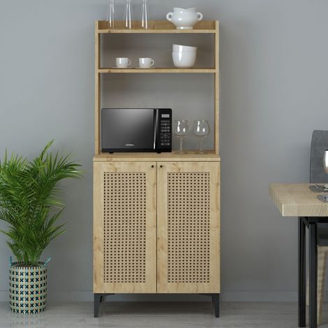 Credenza alta Zanne 2 ante e vani a giorno per forno microonde rovere (1/5)