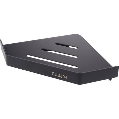 Étagère De Rangement D'angle En Acier Inoxydable Noir Support De Rangement Pratique Résistant à L'humidité Pour Salle De Bain Cuisine Facile à Installer Sans Perçage (1/5)