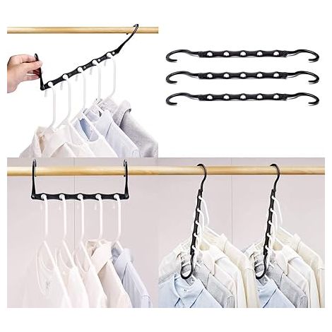 Cintres peu encombrants, organisateur de placard et rangement, cintres en plastique robustes et peu encombrants avec 5 trous pour vêtements lourds, College Dorm Essentials 10-Pack (1/5)