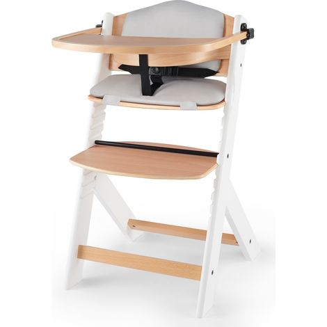 Chaise Haute 2en1, Bois de Hêtre, Réglable, Blanc (1/5)