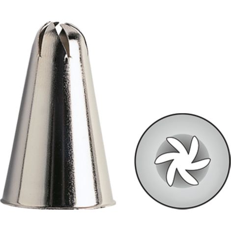 ORIGINAL KAISER, ugello a 6 punte per decorazione professionale e per creare rose su torte e timballi, da 15 mm, perfetta qualità professionale in acciaio inox senza cuciture o coste con specifiche su (1/2)