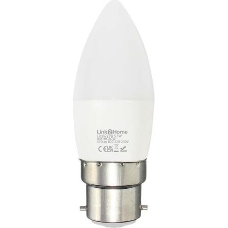 Link2Home Wi-Fi LED BC (B22) Opal Candle Dimmable Bulb, White + RGB 470 lm 5.5W LTHB225W