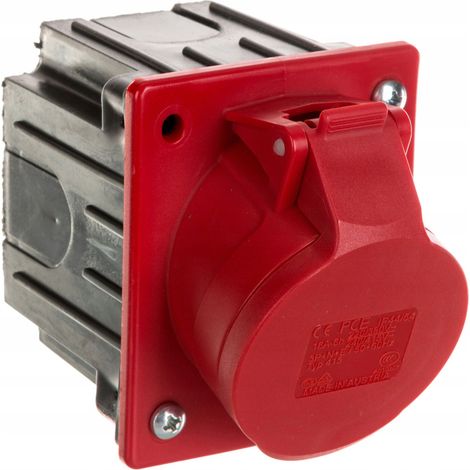 Prise coudée 16 A 5P 400 V rouge IP44 /avec boîte/ 415-6p