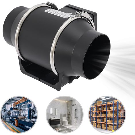 Extracteur de fumée IPX2 - 220 V - Silencieux - Avec prise européenne + câble d'alimentation UE de 80 cm - Pour salle de bain, salle d'usine, salle de culture, chambre de culture