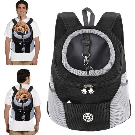 Sac à Dos de Transport pour Chiens,Respirant,Réglable Sac à Dos pour Chien et Chat avec Fond étanche,Bandoulière Rembourrée,Sacs de Transport pour Animaux de Voyage,Crochet de Sécurité