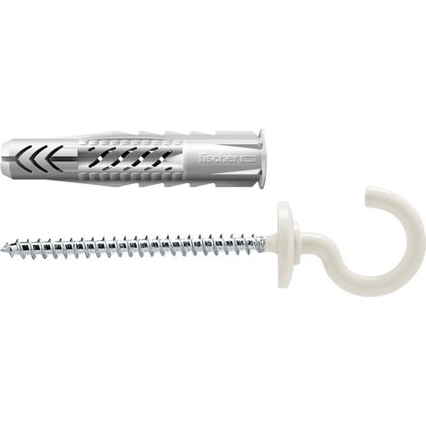 Fischer 25x tassello universale UX 8x50 RH N con bordo e gancio rotondo rivestito in nylon - 94412