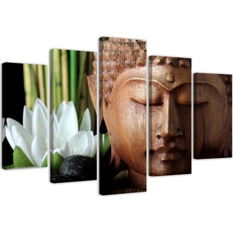 Quadro su tela 5 paneli Fiori di bamb๠di Buddha - 200x100 (1/5)