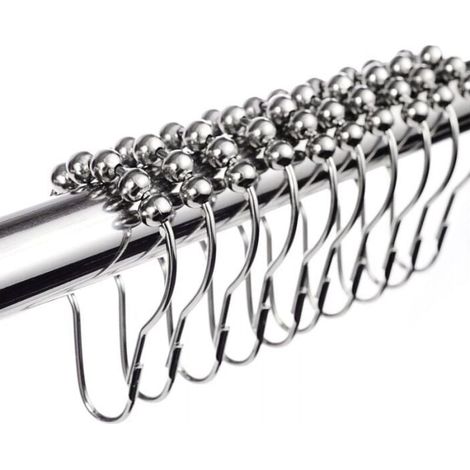 12pcs Stainless Steel Shower Curtain Hooks Hanging Hoist Type YMYNY